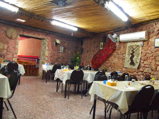inside the Red Cave Restaurant in Wadi Musa